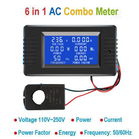 Digital Ac 80~260v 0~100a 6in1 Current Voltage Amperage Power Energy