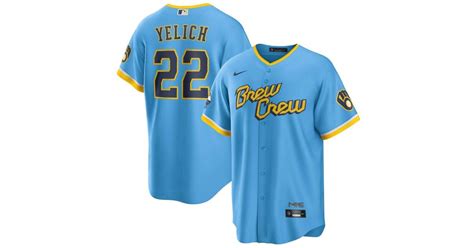 Nike Synthetic Christian Yelich Powder Blue Milwaukee Brewers 2022 City
