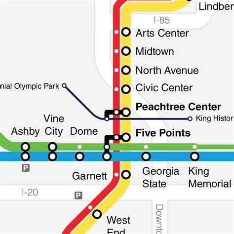 Atlanta Marta Rapid Transit Map Print Square Sized Poster With Original