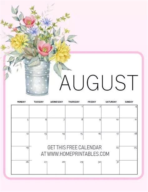Free Printable August 2019 Calendar Print 12 Beautiful Designs Free
