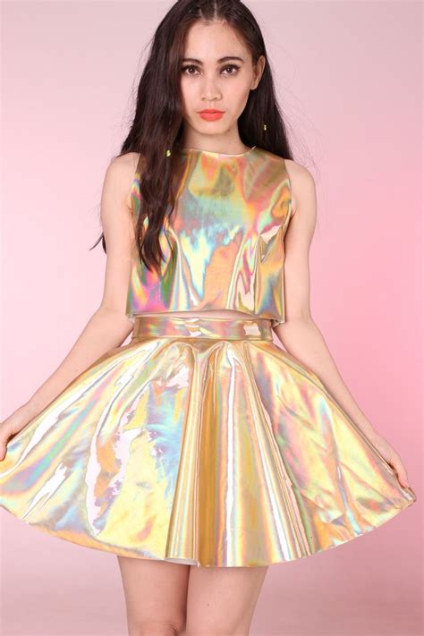 Holographic And Pvc Holographic Dress Space Fashion Holographic Fashion