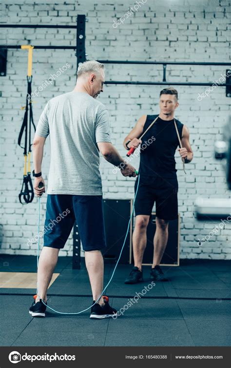 Sportsmen Training With Skipping Rope — Stock Photo