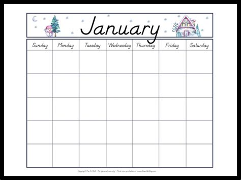 Free Printable Undated January Calendar The Art Kit
