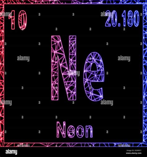 Neon Chemical Element Sign With Atomic Number And Atomic Weight Stock