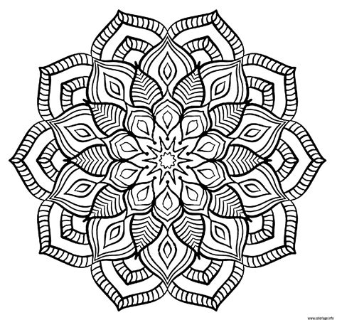 Mandala aux motifs variés à imprimer : Coloriage Mandala Adulte Fleurs Relaxation Dessin Fleurs à ...