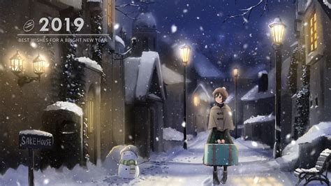 Free Download Download 1920x1080 Snow Anime Girl Winter Welcome 2019