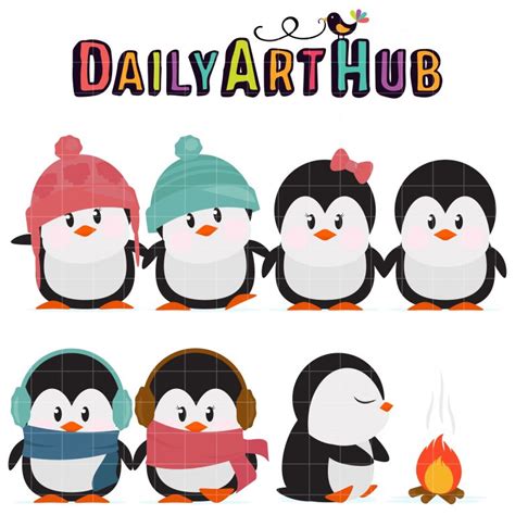 Winter Penguins Clip Art Set Daily Art Hub Graphics Alphabets And Svg