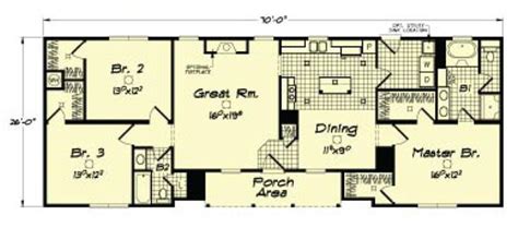 Ranch Modular Home Floor Plan With Integrated Front Porch Modular