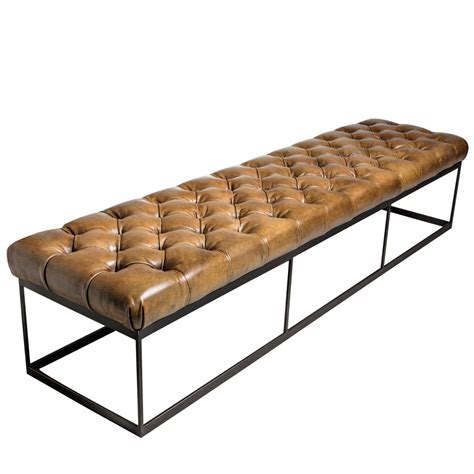 Tufted Leather Bench At 1stdibs Camel Leather Bench Extra Long