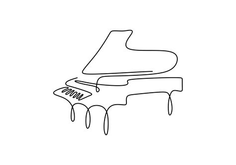 Piano One Line Drawing Vector Illustration Continuous Single Hand