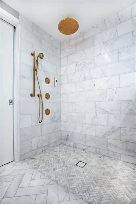 Amazing Shower With Venato Marble And Brass Fixtures Photo Sent To Us