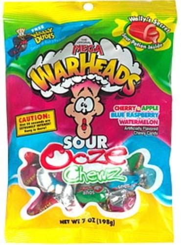 Mega Warheads Assorted Flavors Sour Ooze Chewz 7 Oz Nutrition