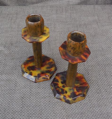 Pair Stunning Art Deco Bakelite Mottled Green And Faux Etsy Plastic Candle Holders Antique