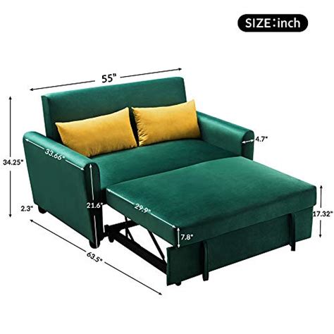 Merax Velvet Sofa With Pull Out Bed Convertible Sleeper Sofa Bed