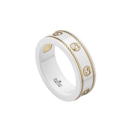 Gucci Icon Ring In Yellow Gold And White Zirconia