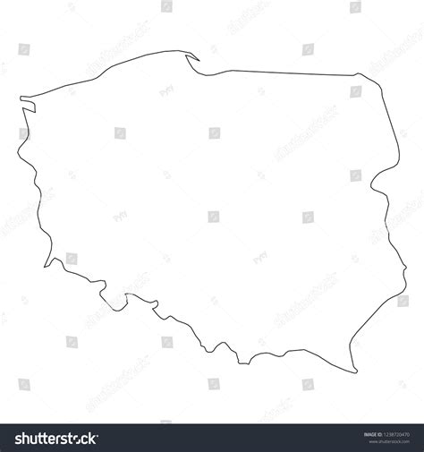 Poland Solid Black Outline Border Map Vector De Stock Libre De