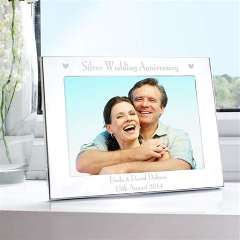 Personalised Silver Wedding Anniversary Photo Frame Landscape 7x5