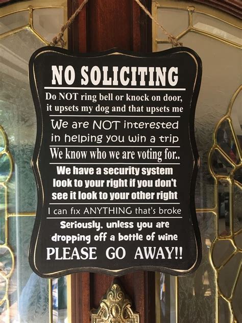 10 No Soliciting Sign Front Door Fence Home Privacy Wood Black