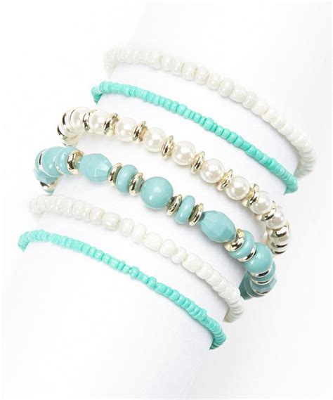 Take A Look At This Pearl Turquoise Stretch Bracelet Set On Zulily