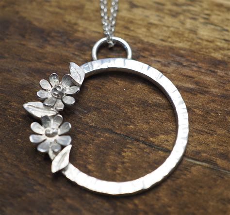 Silver Daisy Pendant Sterling Silver Flower Necklace Handmade