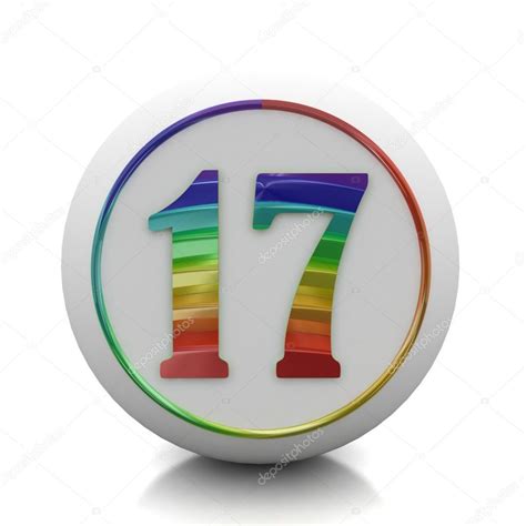 Round Button With Number 17 From Rainbow Set — Stock Photo