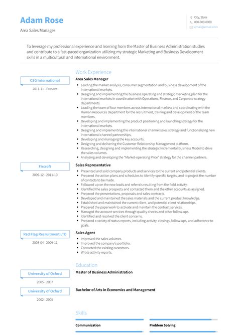 Regional manager of billing/collections resume. Area Sales Manager - Resume Samples and Templates | VisualCV