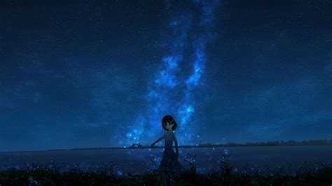 Hatsune miku praying live wallpaper. Download wallpaper 2560x1440 girl, night, starry sky ...