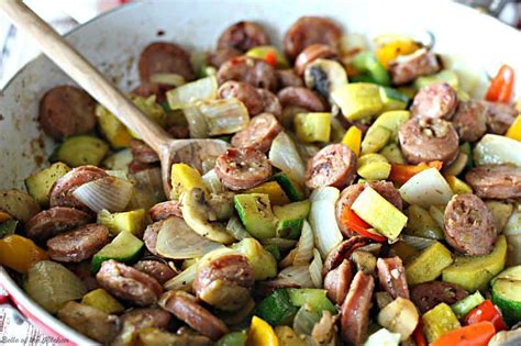 Each) place in freezer bags and freeze for later. Chicken and Apple Sausage Vegetable Skillet - Belle of the ...