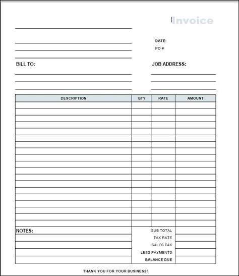 Contractor Invoice Template Free Download Invoice Template Word