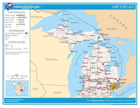 Large Detailed Map Of Michigan State Michigan State Usa Maps Of