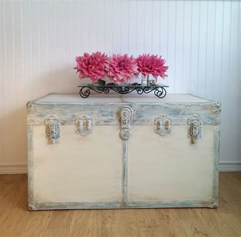 Metal Steamer Trunk Gets A Romantic New Look With Chalk Paint