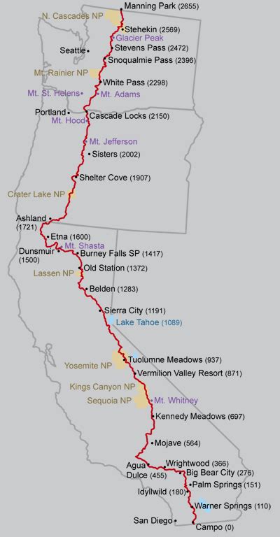 Pacific Crest Trail Northern California Map Map
