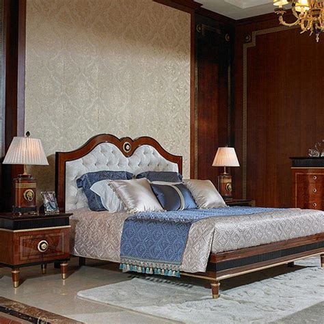 Spain Simple Design High Gross Mahogany Veneer Bedroom Set
