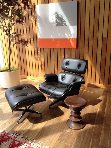 Blueprint eames style lounge chair and ottoman black leather palisander wood. ICFF 2014 - New All Black Eames Classic Lounge and Ottoman ...