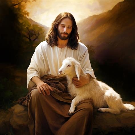 Premium Ai Image Jesus With Lamb