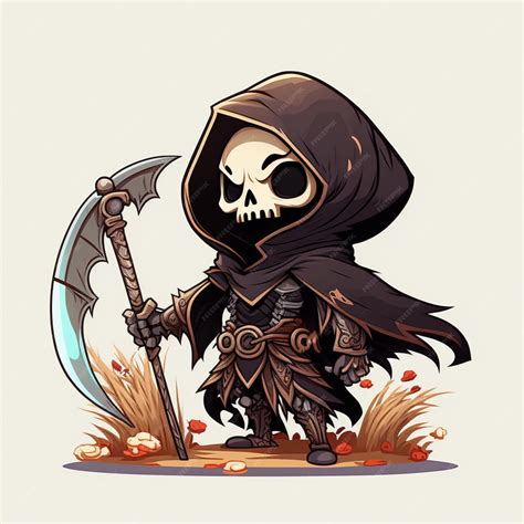 Premium Photo Kawaii Grim Reaper Illustration Design