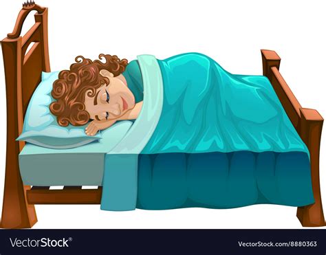 Boy Is Sleeping On His Bed Royalty Free Vector Image