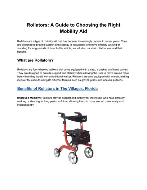 PPT Rollators A Guide To Choosing The Right Mobility Aid PowerPoint