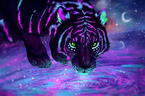 Tiger Abstract Color Glowing Tiger Art Cute Animal Drawings Animals