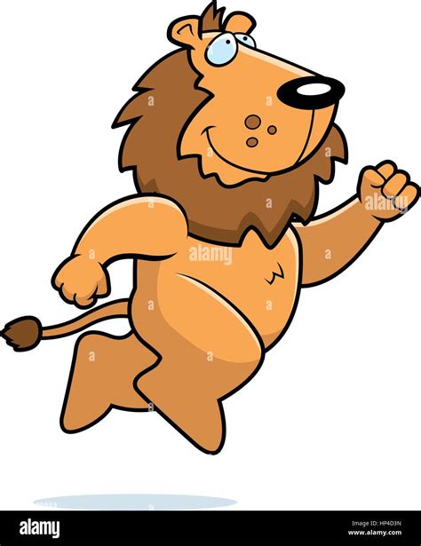 A Happy Cartoon Lion Jumping And Smiling Stock Vector Image And Art Alamy