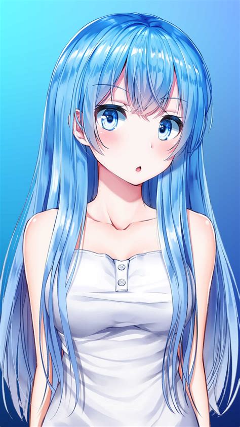 Anime Girl Blue Hair Blue Eye K Ultra Hd Mobile Wallpaper