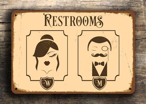 Restroom Sign Restroom Signs Toilet Sign Male By Classicmetalsigns