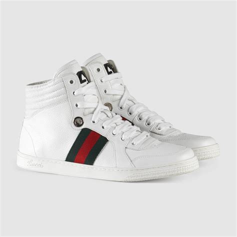 Gucci High Top Leather Sneaker In White Leather White Lyst