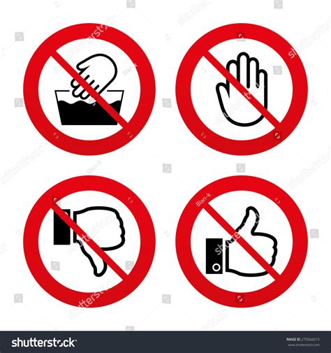 No Ban Stop Signs Hand Icons Vector De Stock Libre De Regalías 270566015 Shutterstock