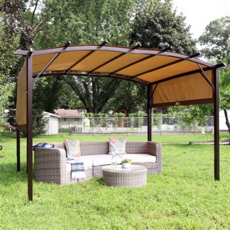 Sunnydaze 9 Ft X 12 Ft Metal Arched Pergola With Retractable Canopy