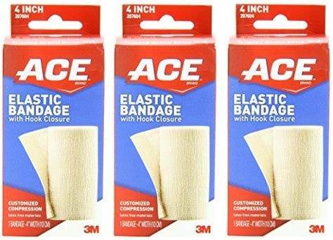 Ace Elastic Bandage With Hook Closure 4 Inches Pack Of 3 Wound