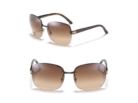 Gucci Rimless Sunglasses With Crystals In Brown Brown Havana Lyst