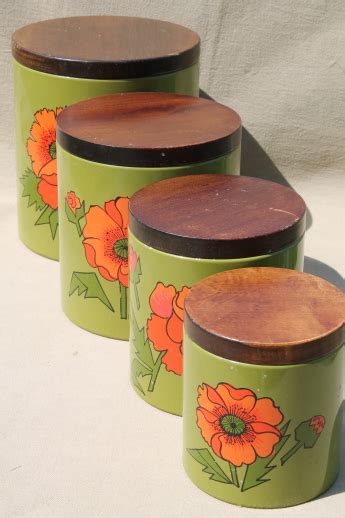 Check spelling or type a new query. Vintage Ransburg kitchen canisters set, red poppies on ...