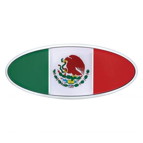 United Pacific 10924 Peterbilt Mexico Flag Oval Chrome Hood Emblem