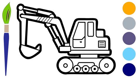 Menggambar Dan Mewarnai Truk Excavator Dengan Bagus Dan Mudah Drawing